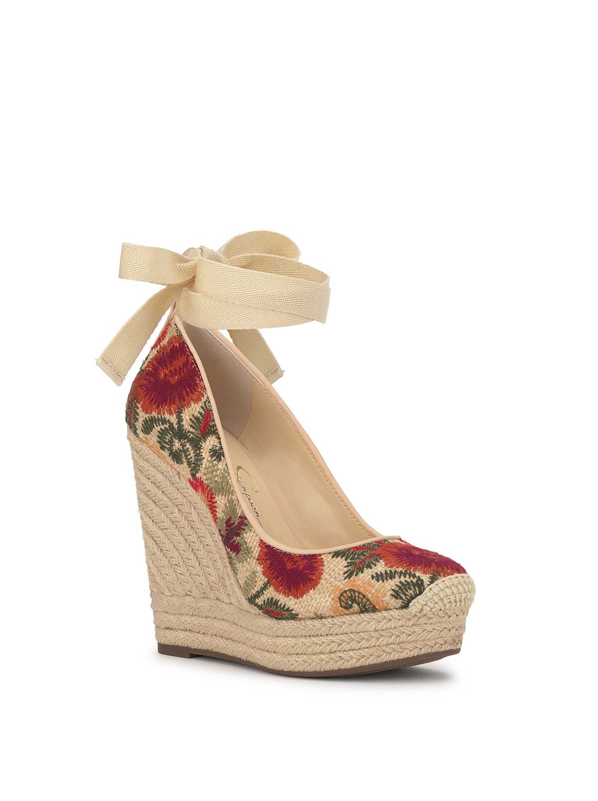 Jessica Simpson Zexie Platform Wedge in Floral Raffia