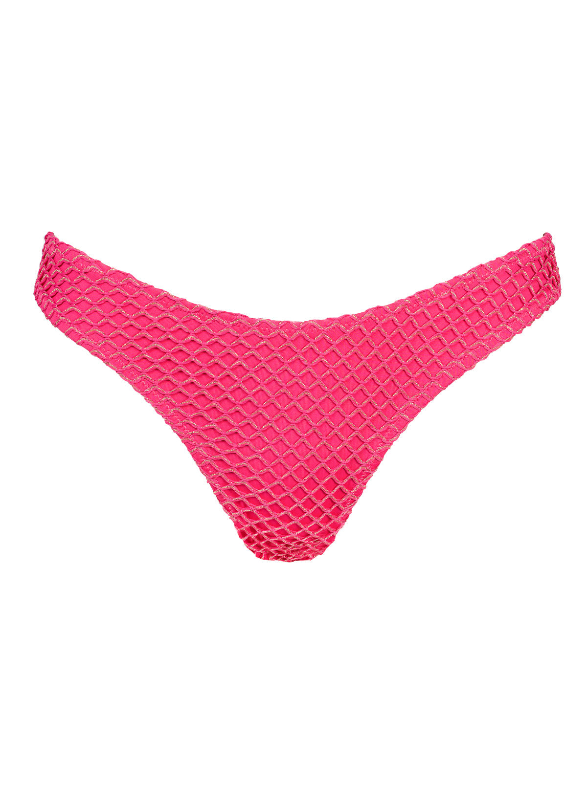 Jessica Simpson Lurex Crochet High Cut Cheeky Bottom in Berry