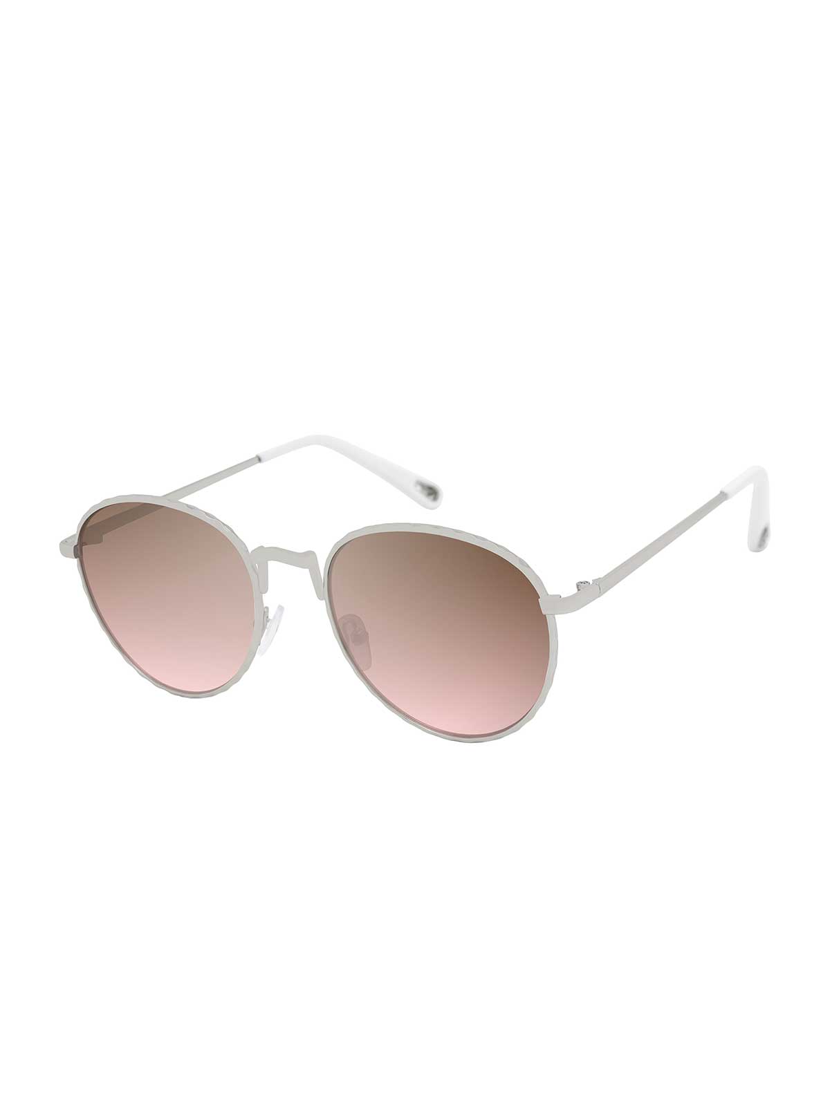 Jessica Simpson Stylish Metal Round Sunglasses in Matte Silver