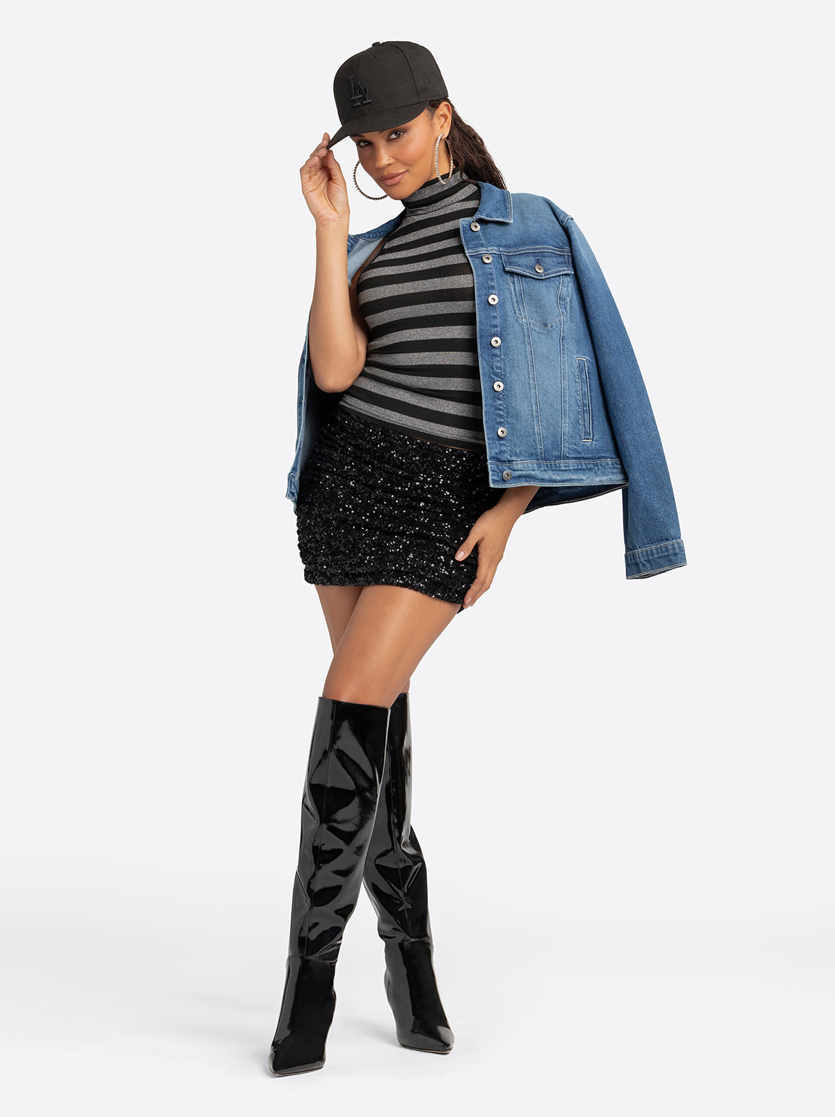 Jessica Simpson Jessica Simpson 2.0 Amielie Sequin Skirt in Black