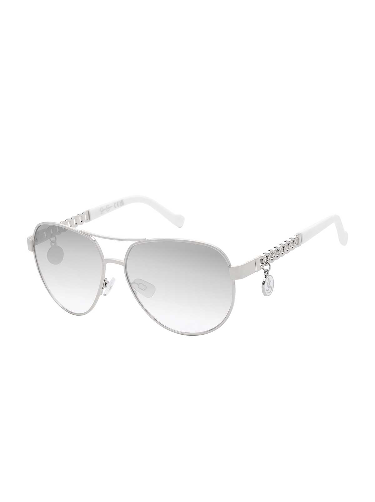Jessica Simpson Chain Aviator Detail Sunglasses in Silver