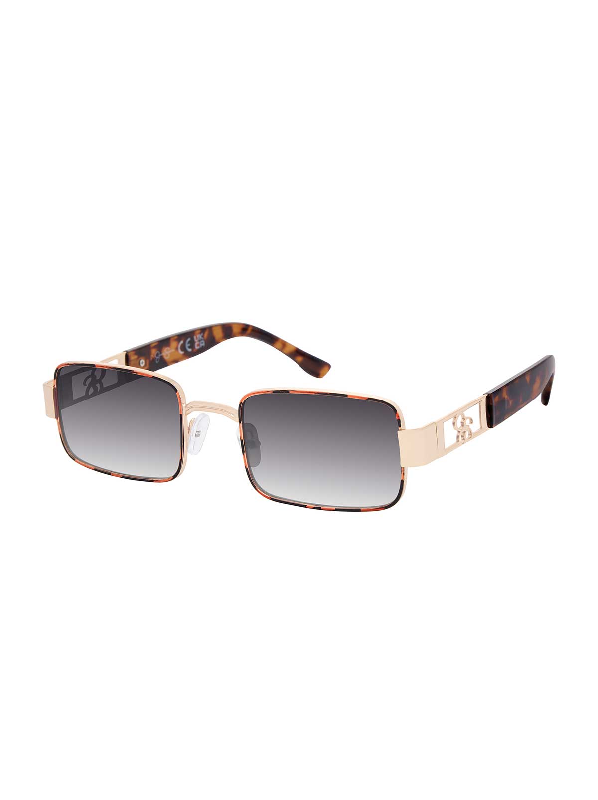 Jessica Simpson Lux Rectangle Sunglasses in Tortoise Gold