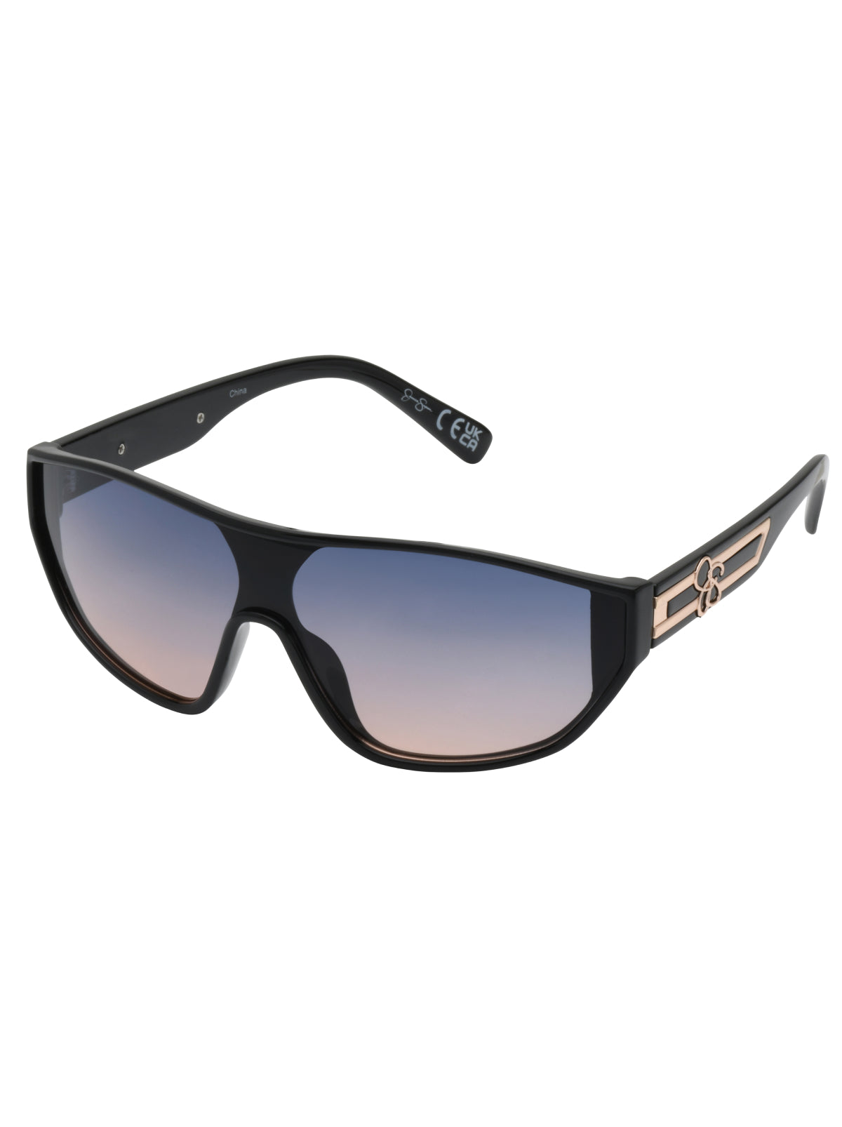 Jessica Simpson Wrap-Around Shield Sunglasses in Black