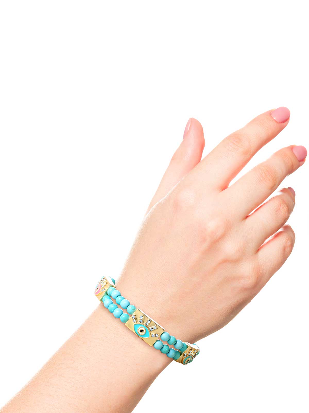 Jessica Simpson Evil Eye Turquoise Bead Stretch Bracelet
