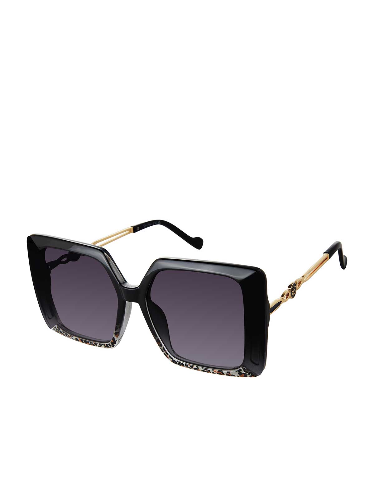 Jessica Simpson Glamorous Square Metal Temple Sunglasses in Black