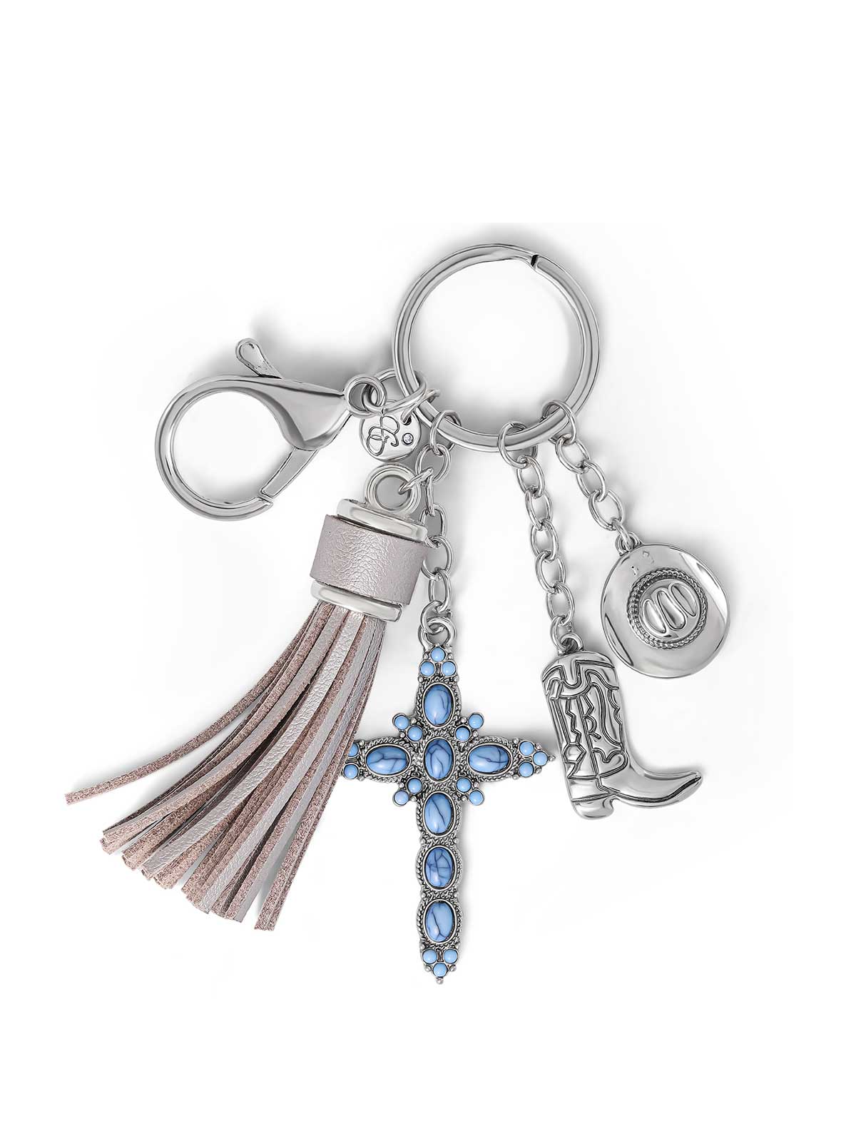 Jessica Simpson Turquoise Silver Charms Keychain