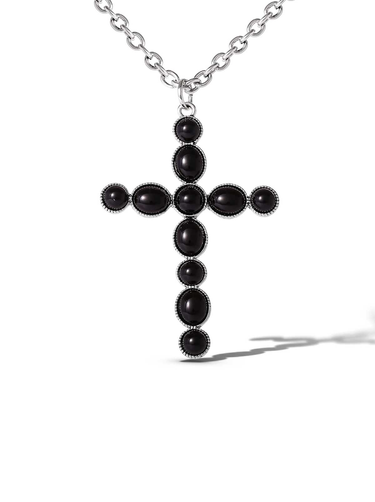 Jessica Simpson Black Acrylic Cross Necklace