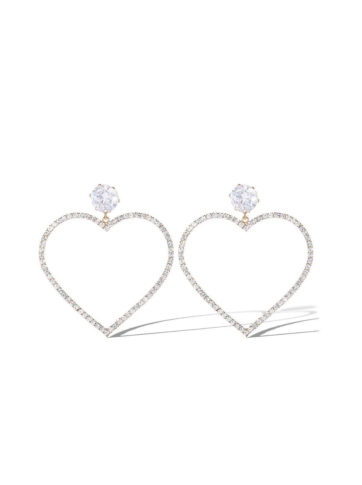 Jessica Simpson Heart-Shaped Crystal Drop Earrings