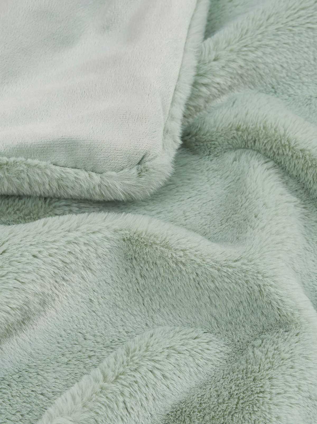 Jessica Simpson Faux Fur Throw Blanket in Sea Foam Green