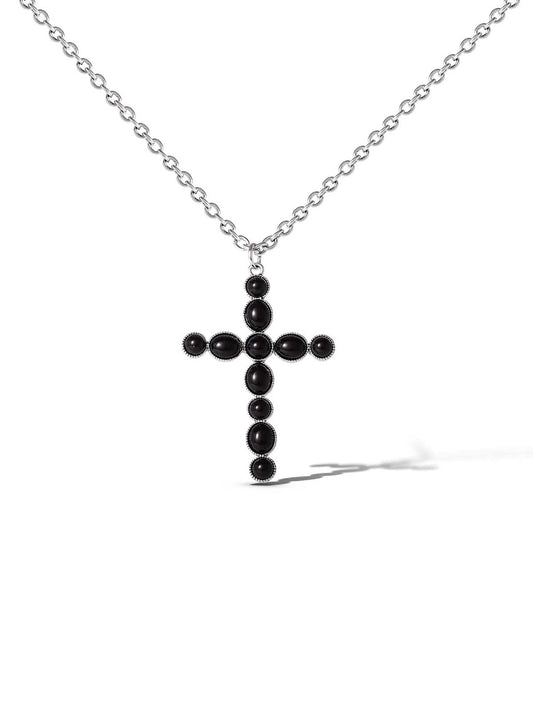 Jessica Simpson Black Cross Necklace