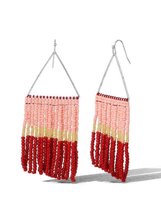 Jessica Simpson Multi Seed Beads Fringe Dangle Earring