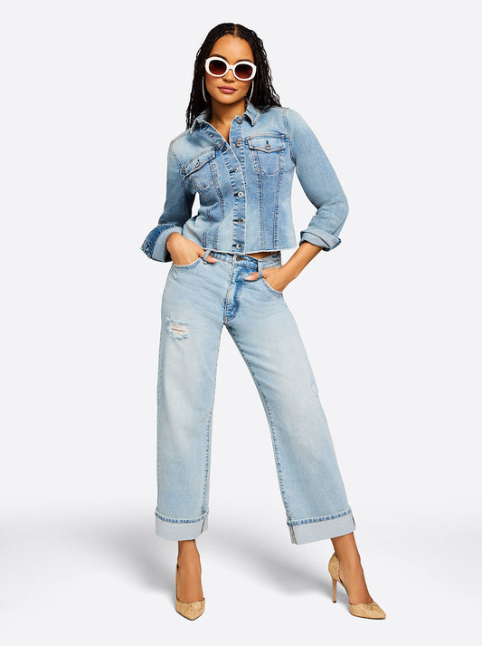 Jessica Simpson Valentine Wide Leg Boyfriend Jeans in Dearest