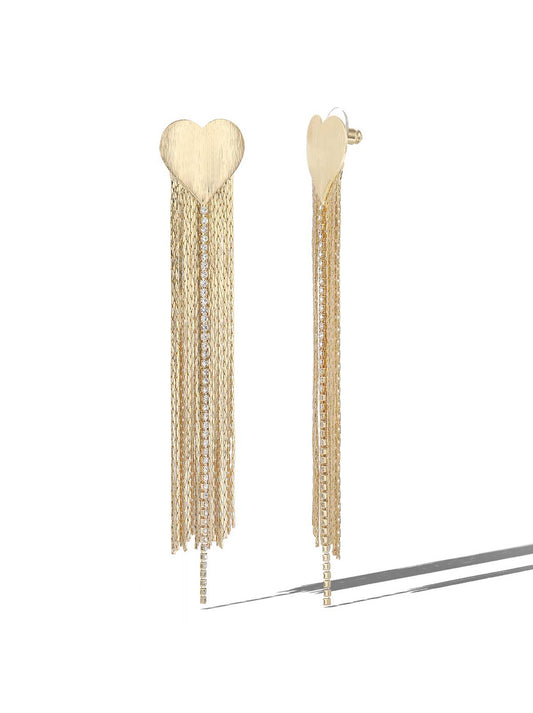 Jessica Simpson Heart Top Tassel Earrings