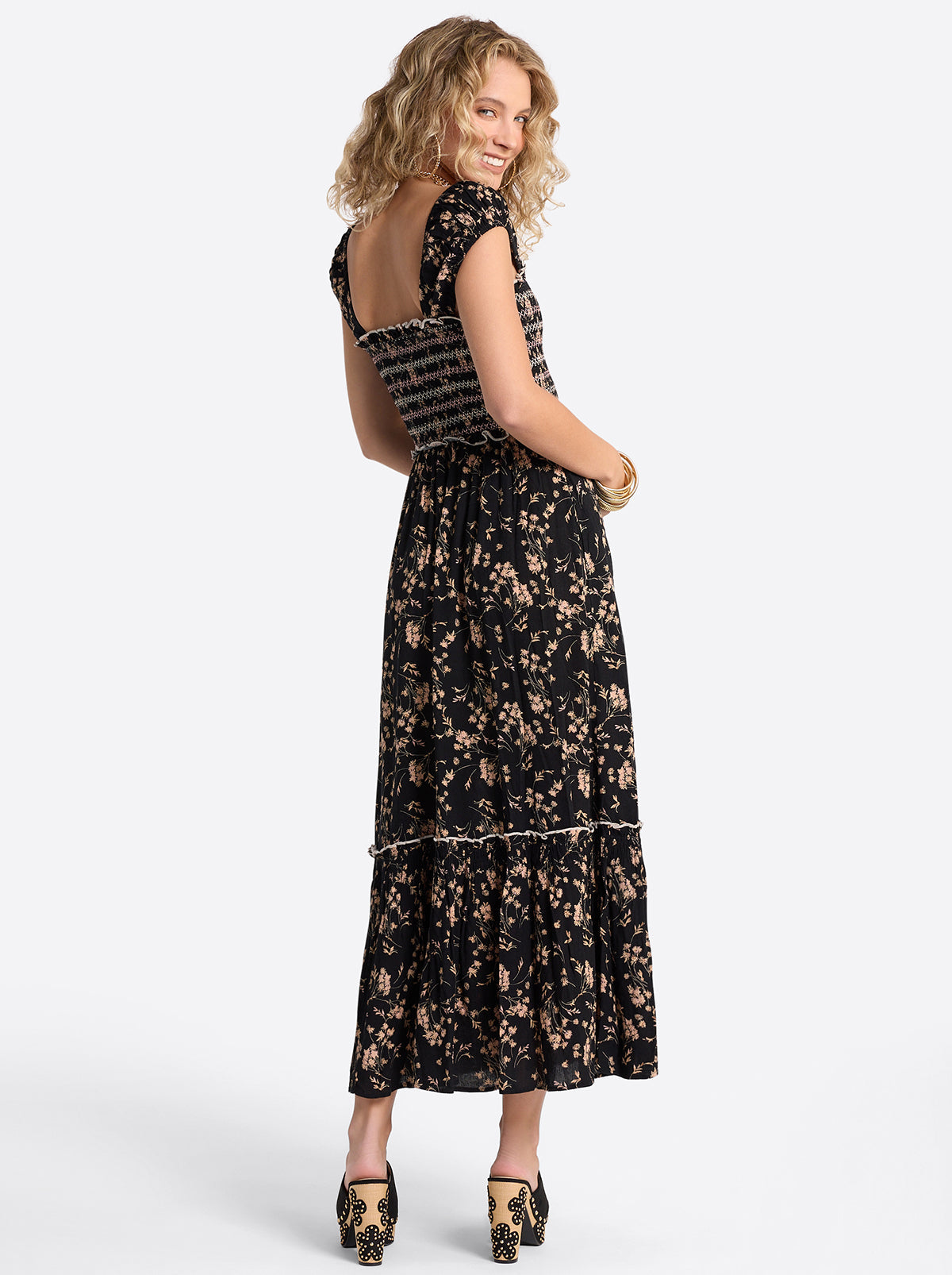 Jessica Simpson Clarice Maxi Dress in Obsidian Wispy Ditsies