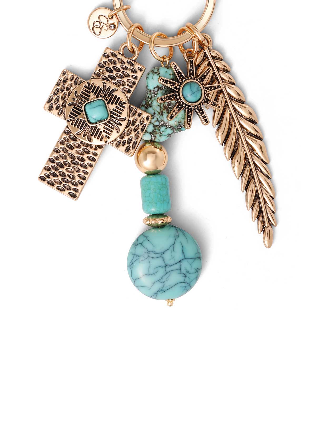Jessica Simpson Turquoise Gold Charms Keychain