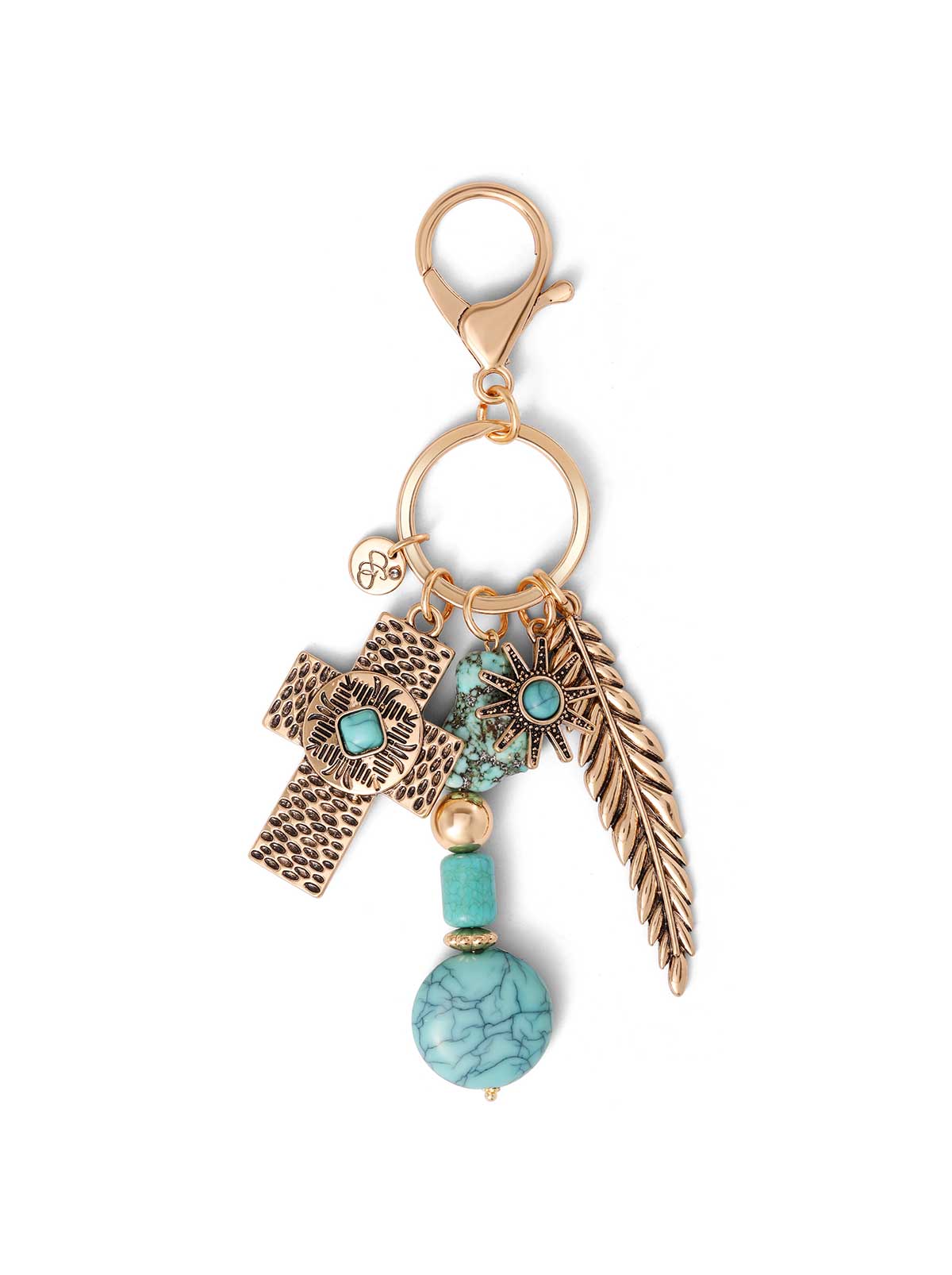 Jessica Simpson Turquoise Gold Charms Keychain