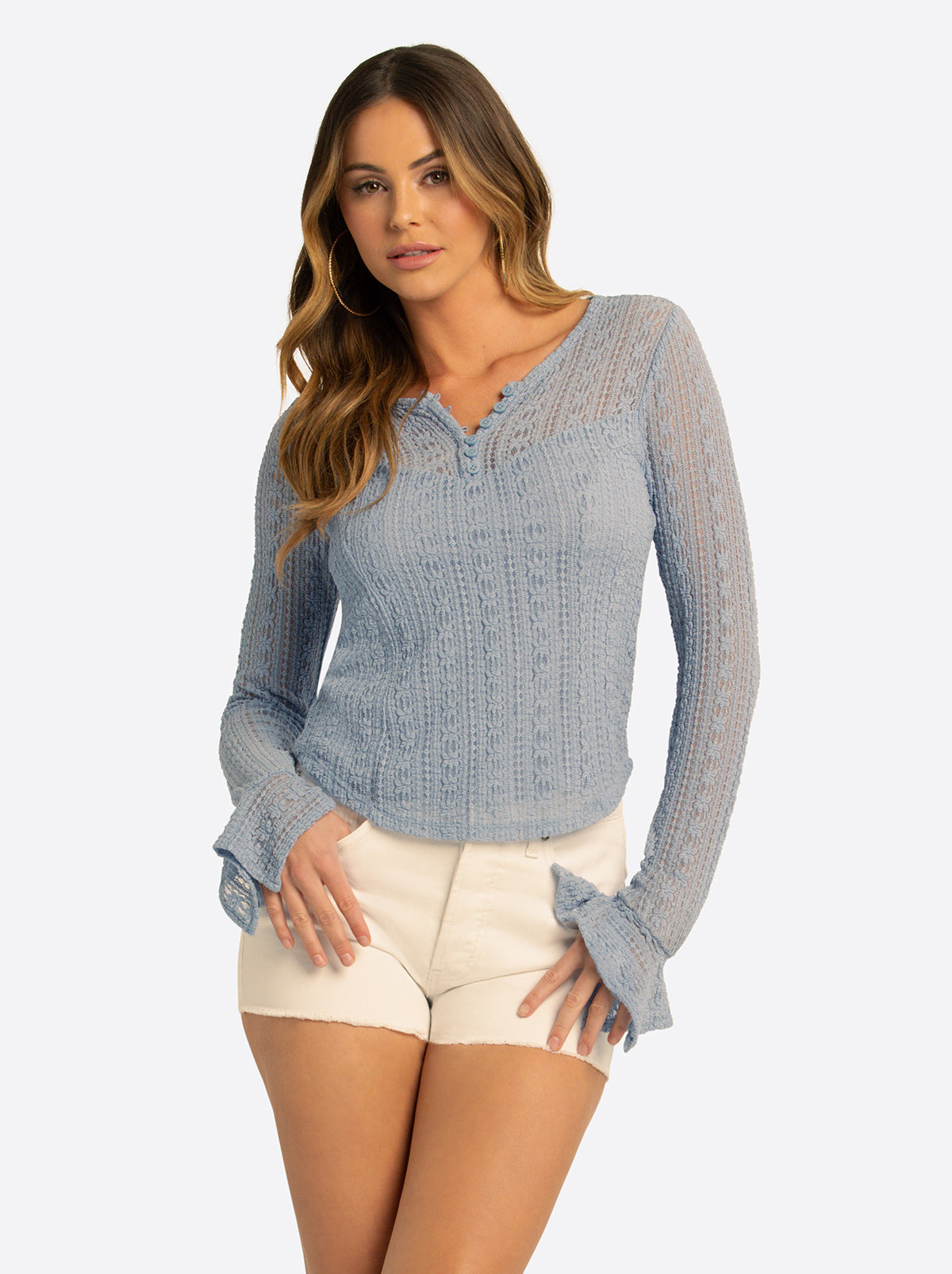 Jessica Simpson JS Jessica Simpson Tie Lace Top in Forever Blue