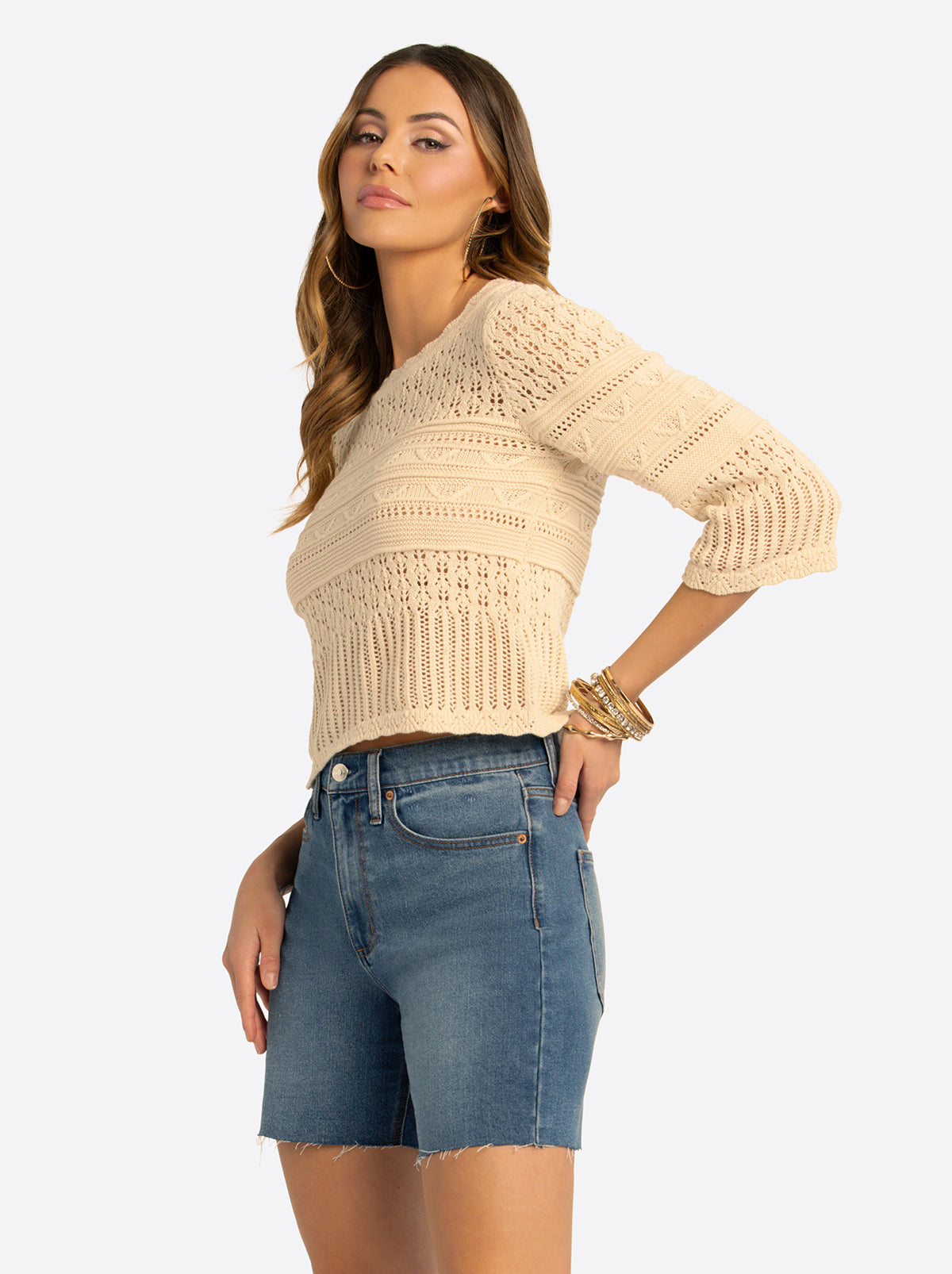 Jessica Simpson JS Jessica Simpson Mosi Sweater Tee in Whitecap Gray