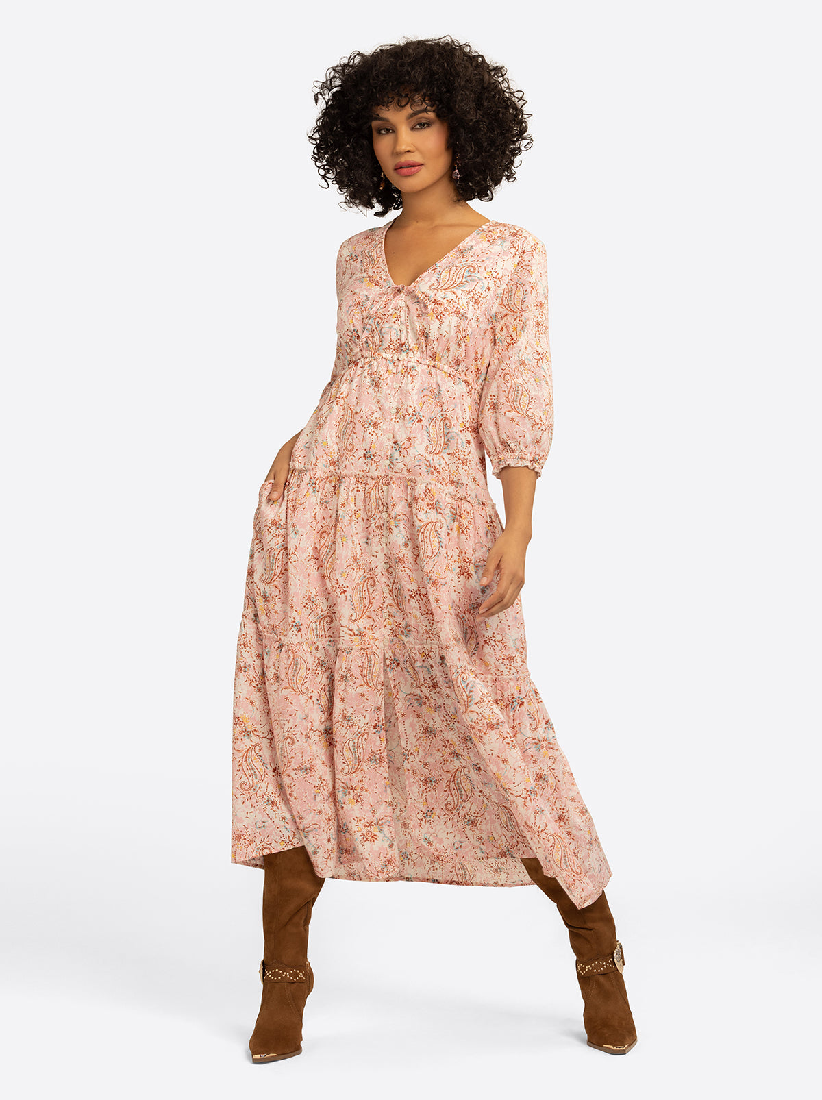 Jessica Simpson JS Jessica Simpson Sosa Tiered Dress in Shell-Calia Paisley