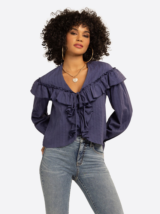 Jessica Simpson JS Jessica Simpson Daphne Blouse in Deep Cobalt