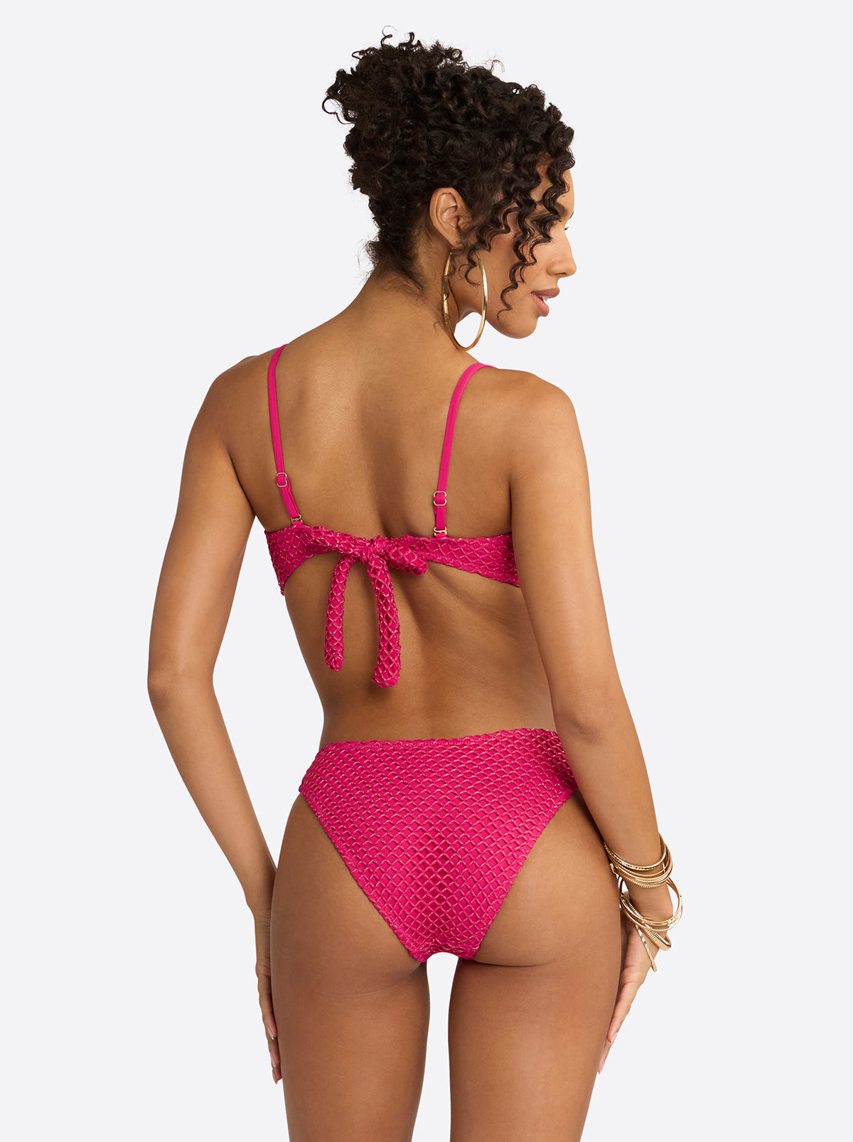 Jessica Simpson Crochet Ring Bandeau Top in Berry