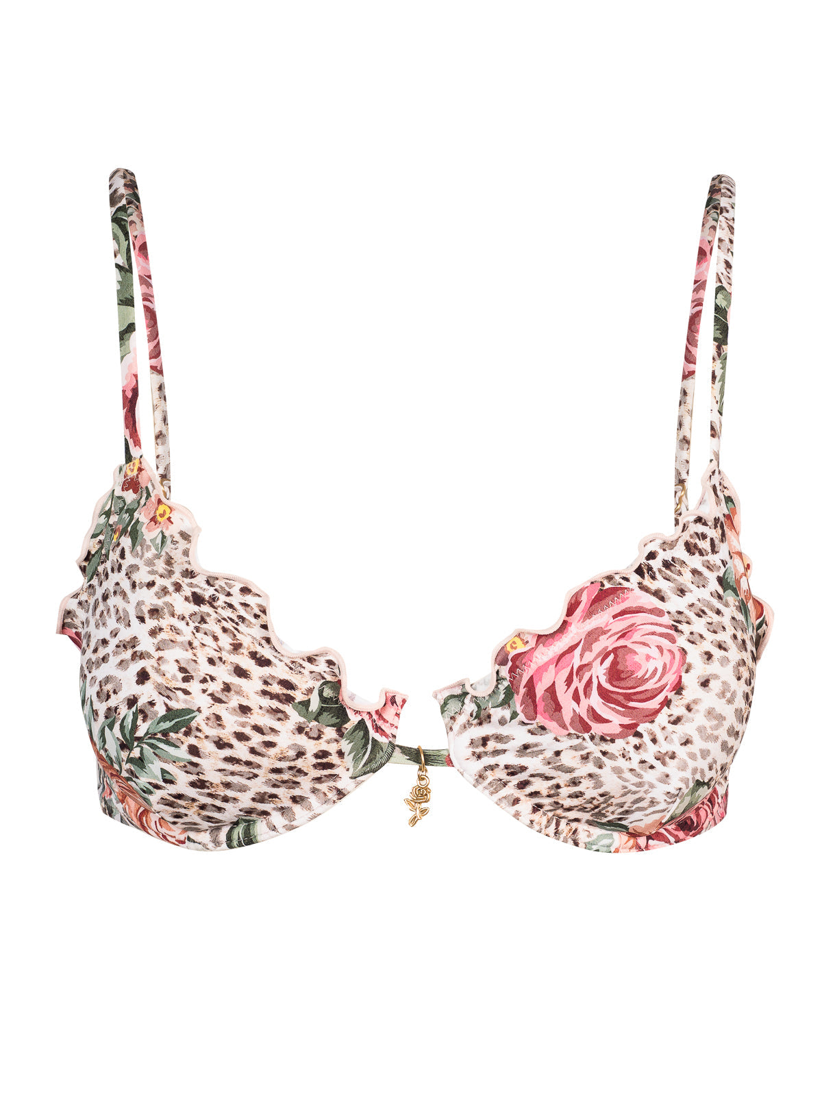 Jessica Simpson Lettuce Edge String Triangle Top in Animal Control