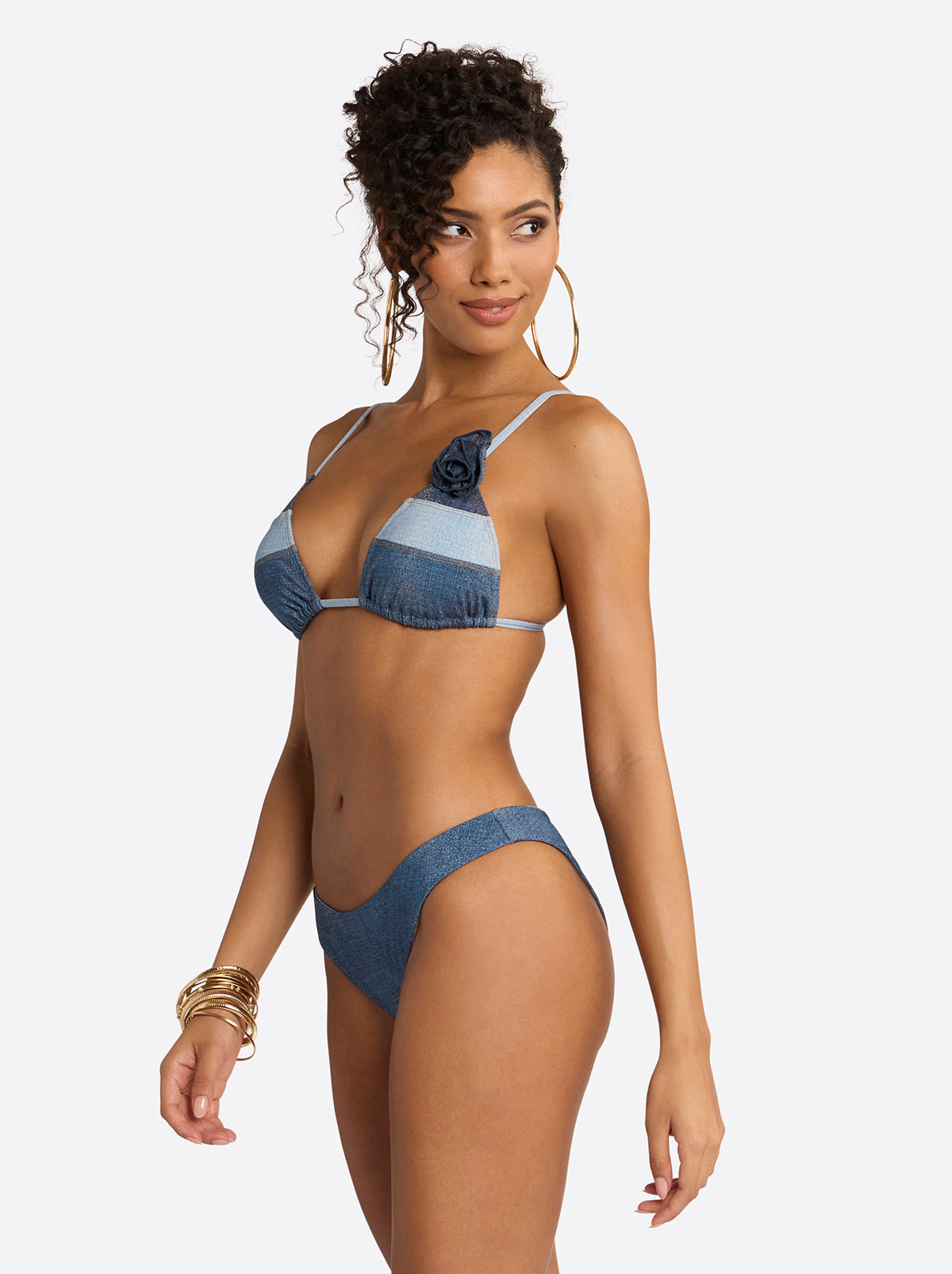 Jessica Simpson Triangle Bikini Top in Denim Dream