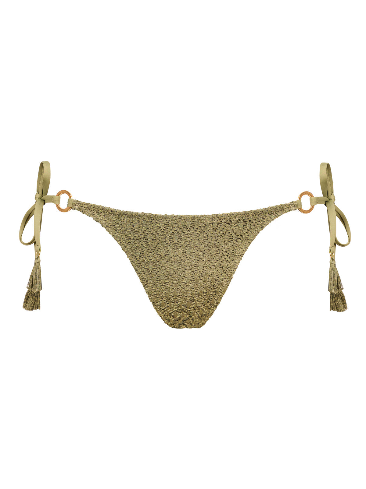 Jessica Simpson Crochet String Bikini Bottom in Olive