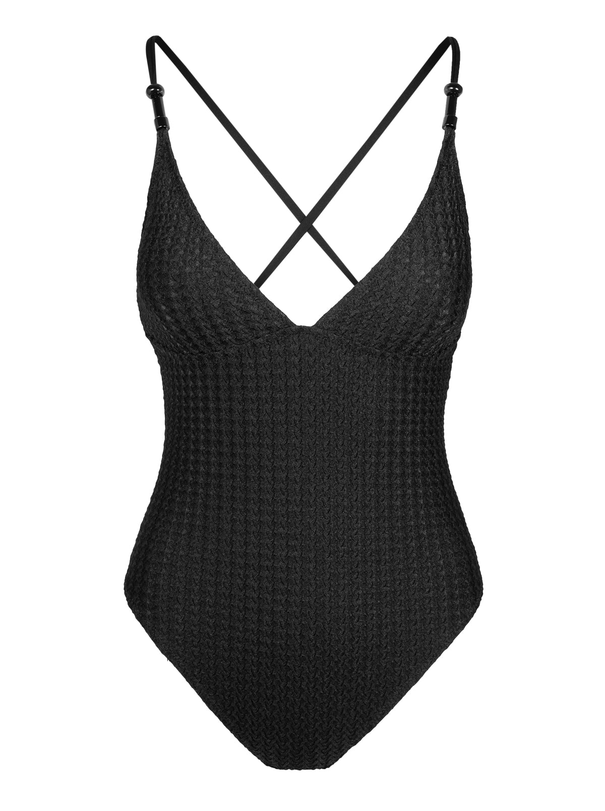 Jessica Simpson Twisted Jacquard Classic One Piece in Black