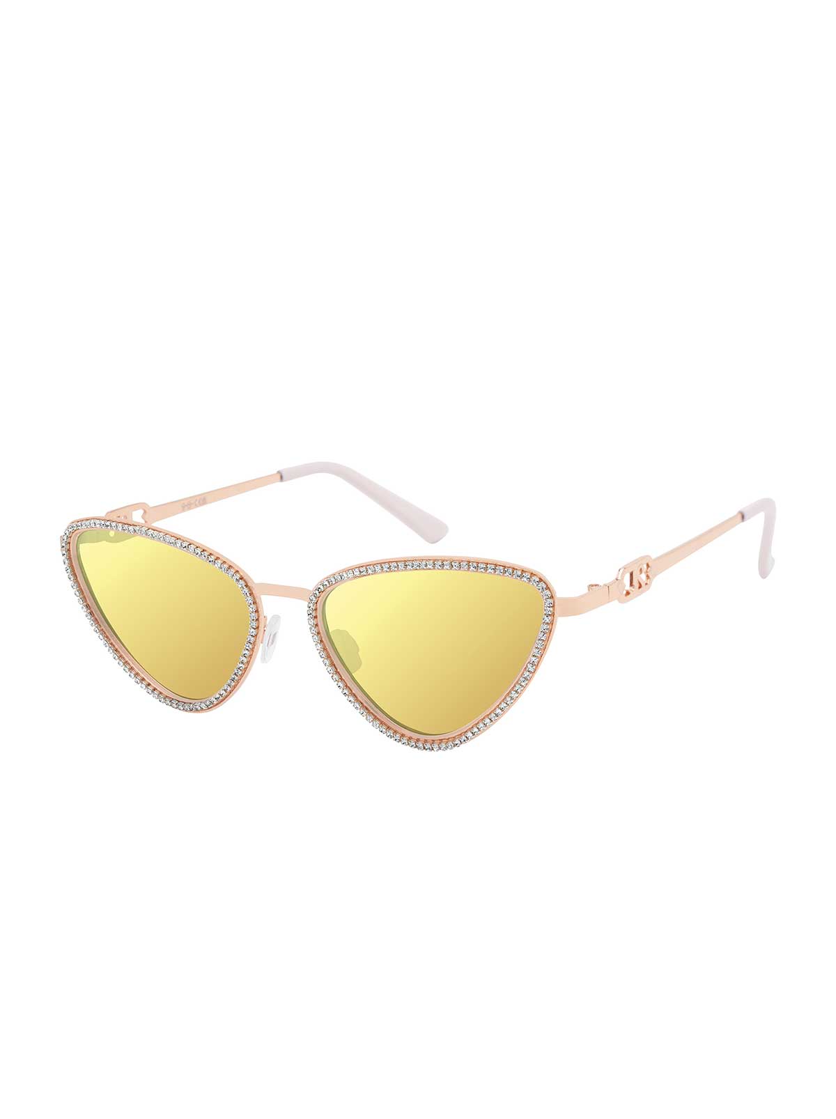 Jessica Simpson Triangle Crystal Encrusted Aviator Sunglasses in Rose Gold