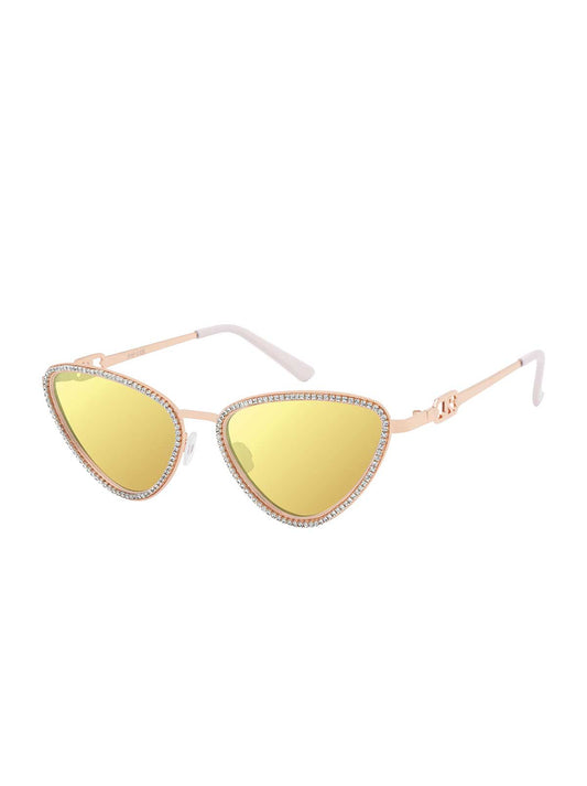 Jessica Simpson Triangle Crystal Encrusted Aviator Sunglasses in Rose Gold