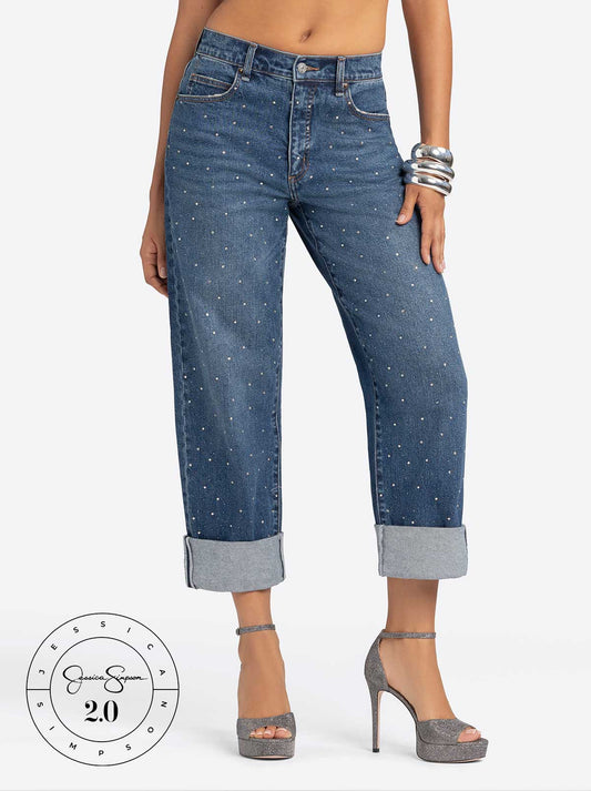 Jessica Simpson Jessica Simpson 2.0 Embellished Boyfriend Jeans in Thorn
