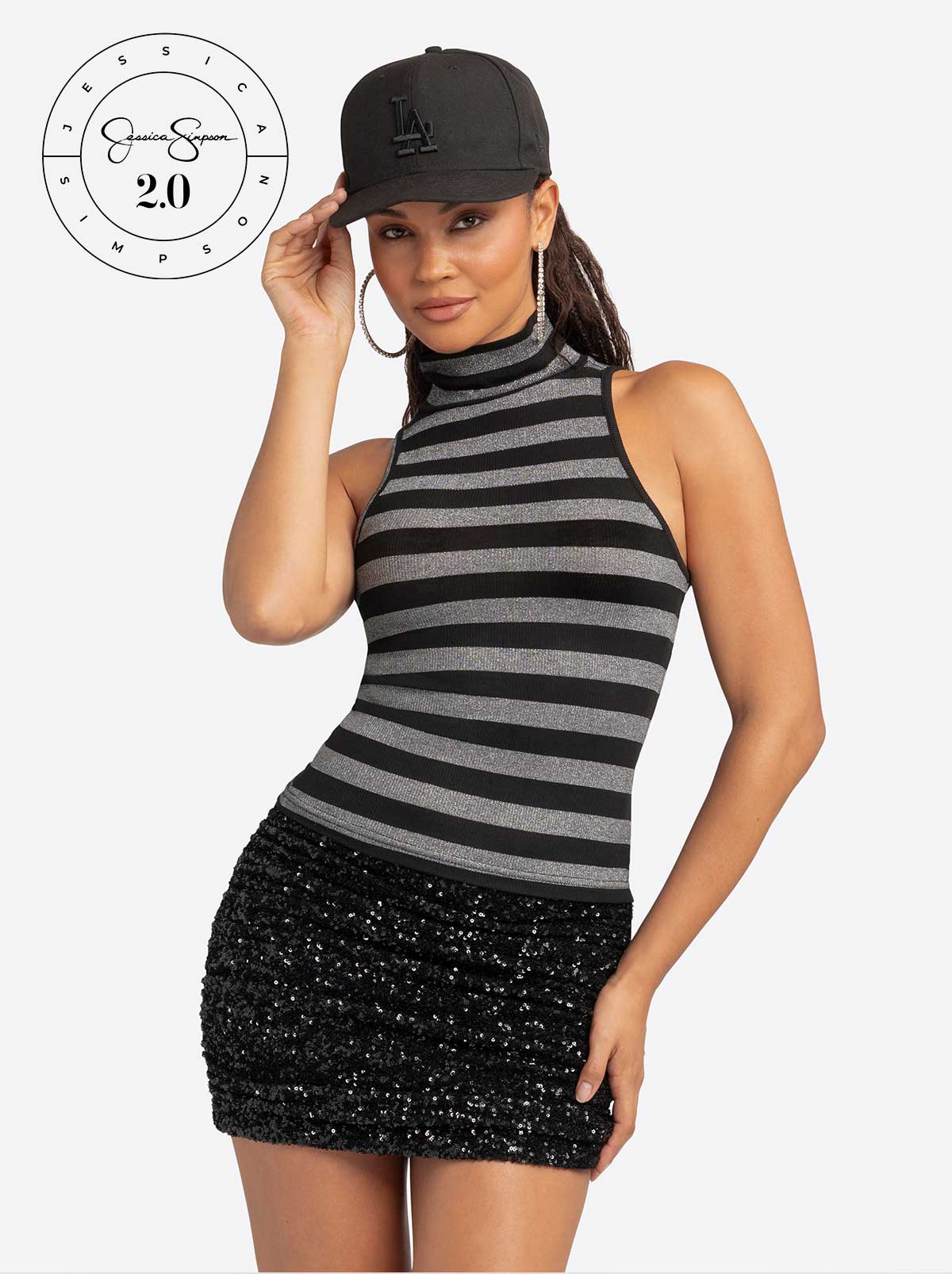 Jessica Simpson Jessica Simpson 2.0 Asha Shimmer Top in Stripe