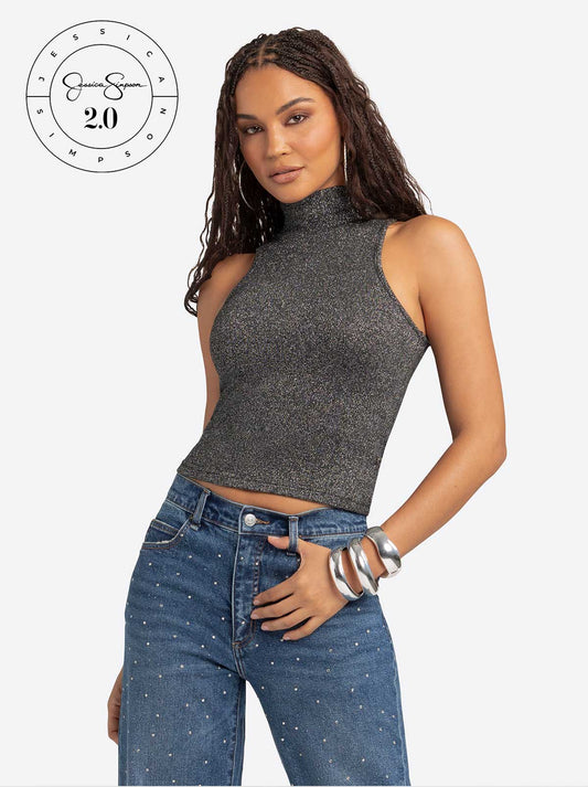 Jessica Simpson Jessica Simpson 2.0 Asha Shimmer Top in Black