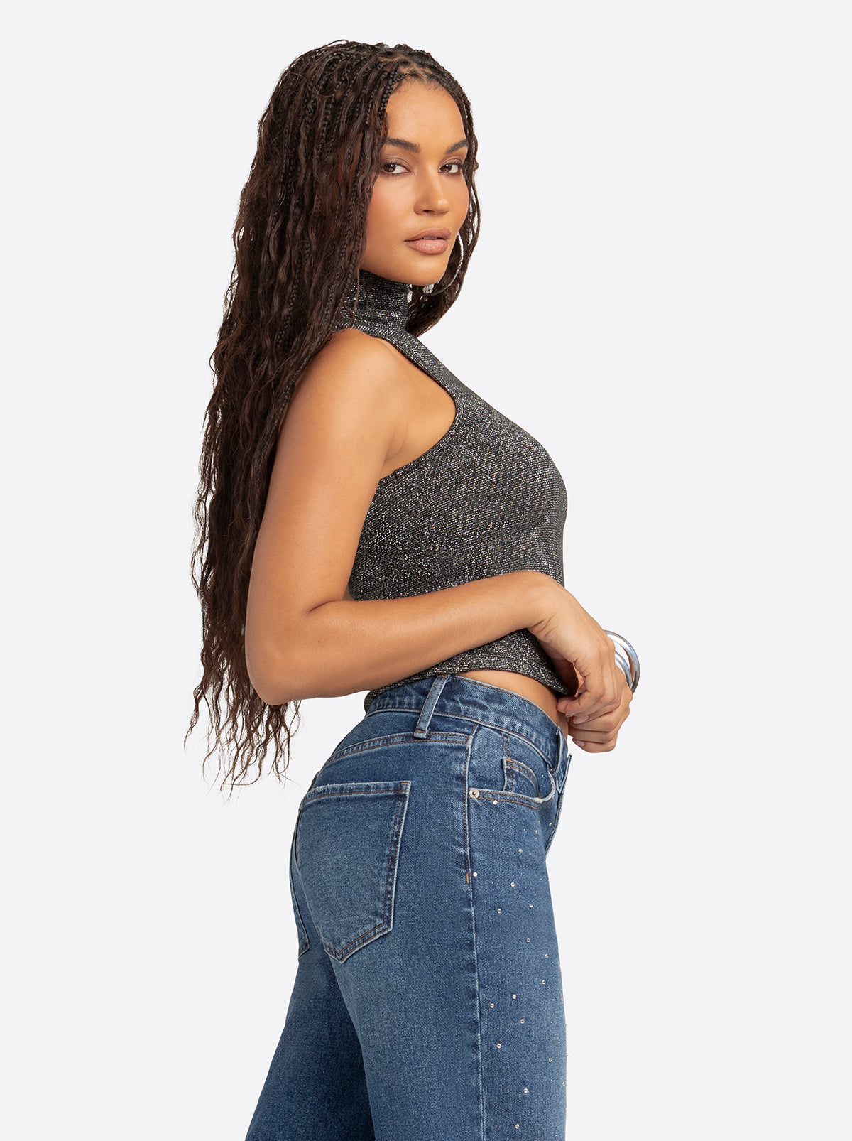 Jessica Simpson Jessica Simpson 2.0 Asha Shimmer Top in Black