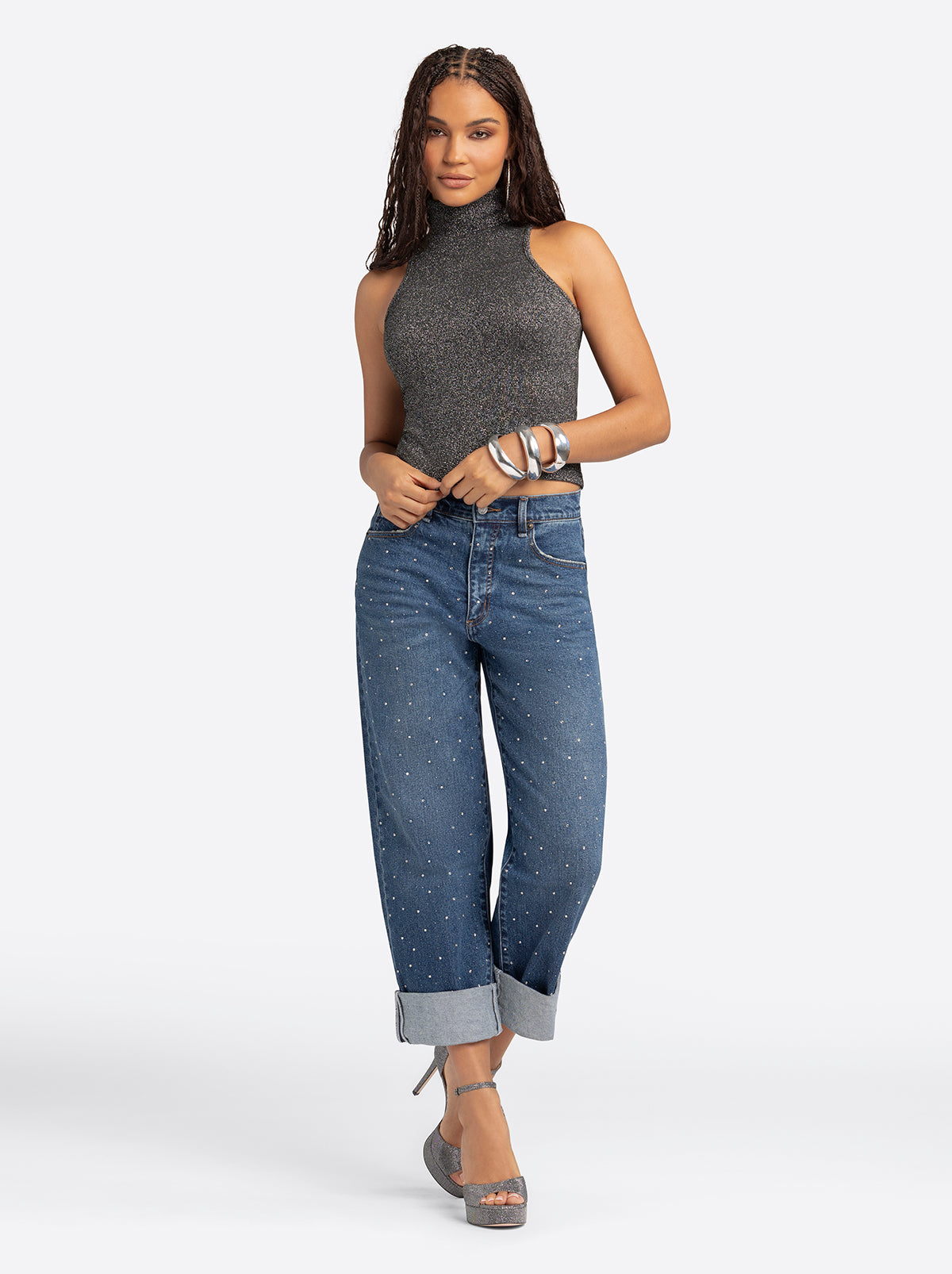 Jessica Simpson Jessica Simpson 2.0 Asha Shimmer Top in Black