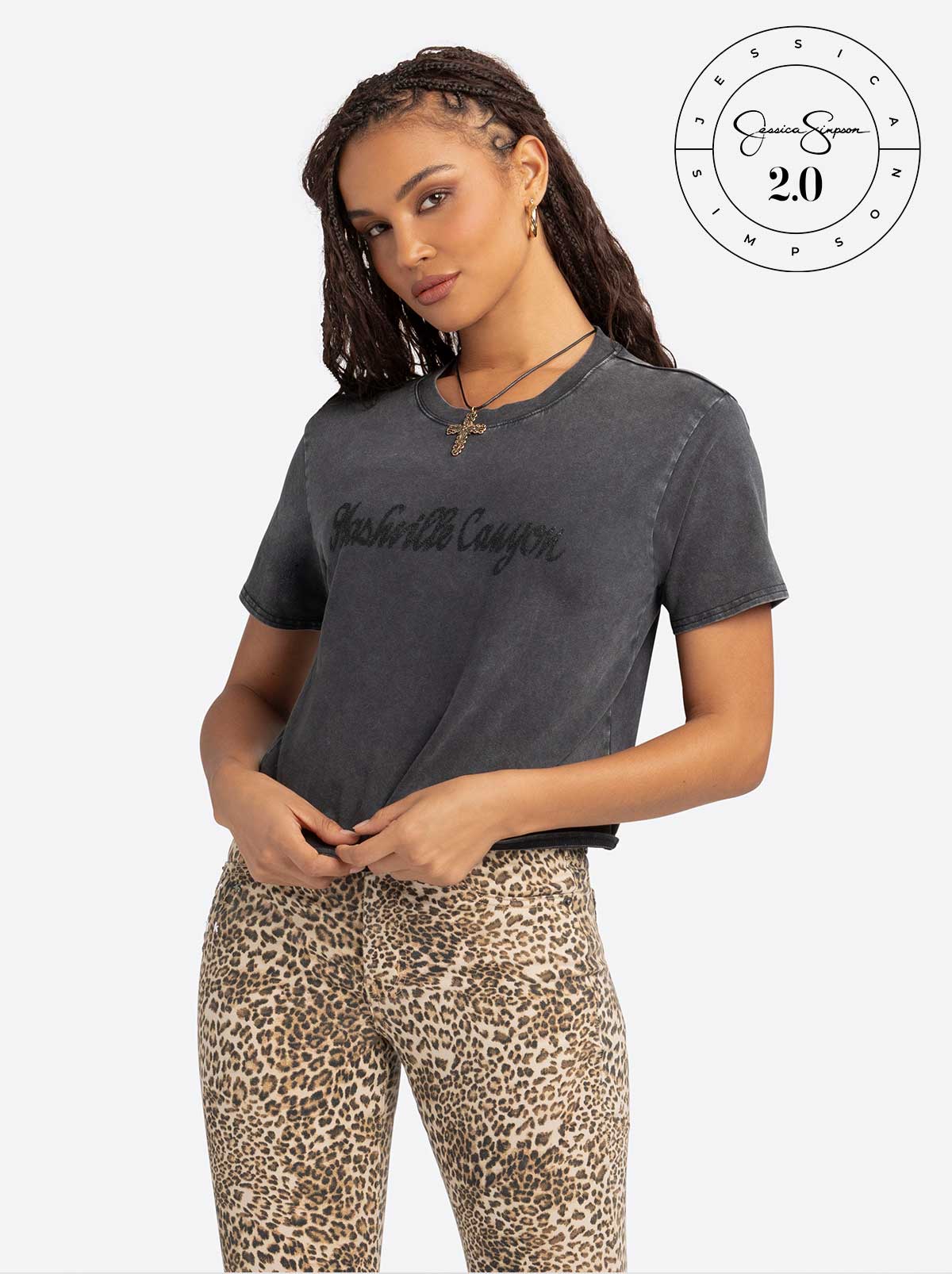 Jessica Simpson Jessica Simpson 2.0 Fleur Tee in Washed Black