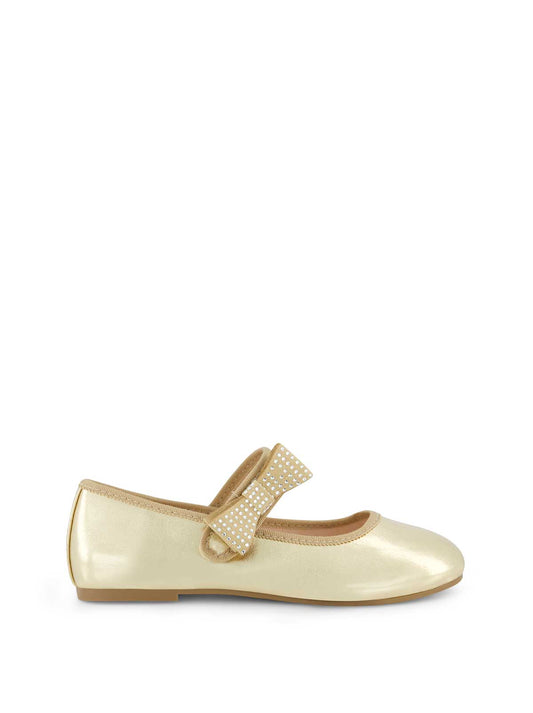 Jessica Simpson Little Girls' Amy Crystal Bow Ballet Flat in Gold