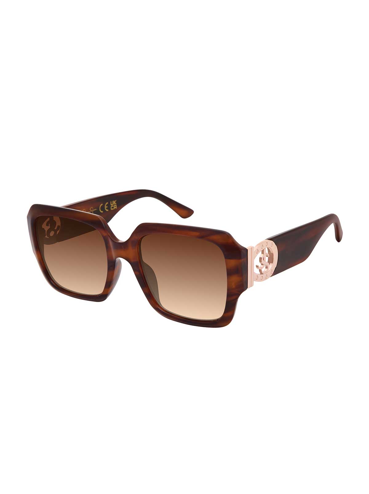 Jessica Simpson Bold Square Logo Sunglasses in Wood