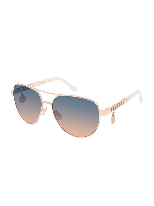 Jessica Simpson Chain Aviator Detail Sunglasses in Rose Gold