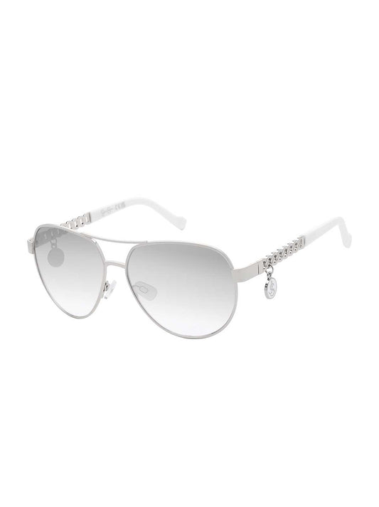 Jessica Simpson Chain Aviator Detail Sunglasses in Silver