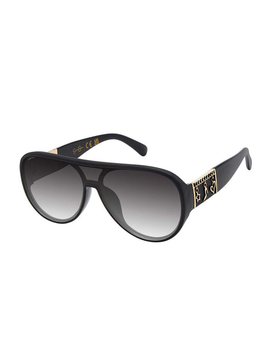 Jessica Simpson Golden Charm Aviator Sunglasses in Black