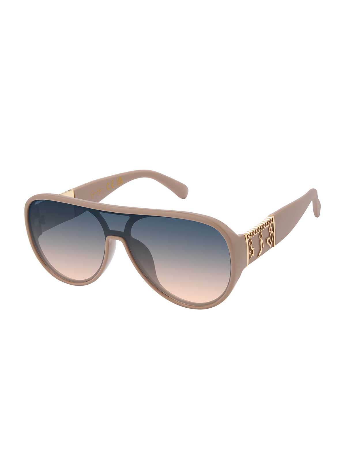 Jessica Simpson Golden Charm Aviator Sunglasses in Mocha