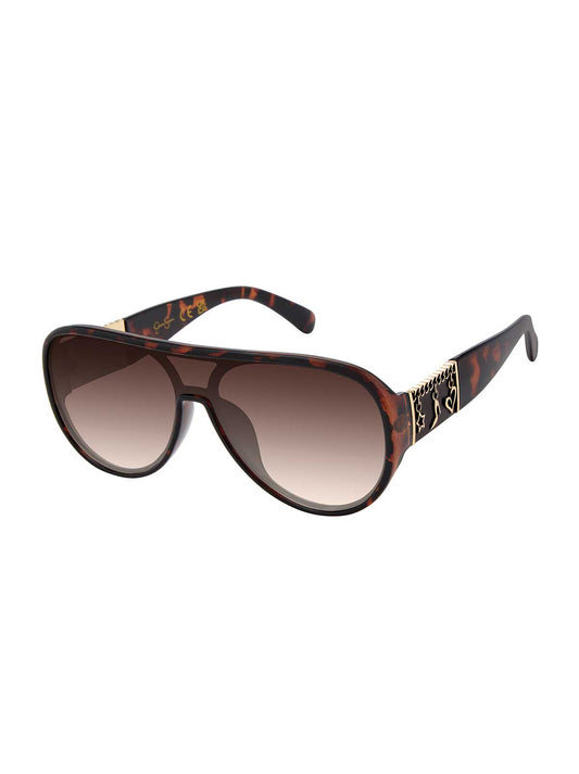 Jessica Simpson Golden Charm Aviator Sunglasses in Tortoise