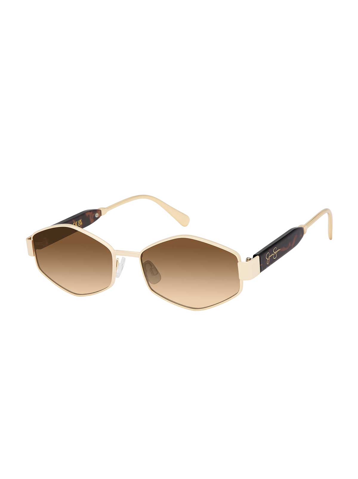 Jessica Simpson Hex Frame Sunglasses in Gold Tortoise