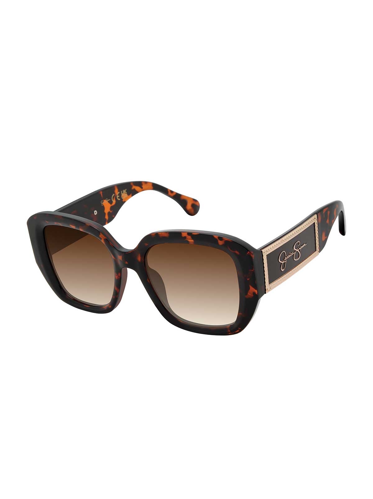 Jessica Simpson Logo Rectangle Sunglasses in Tortoise