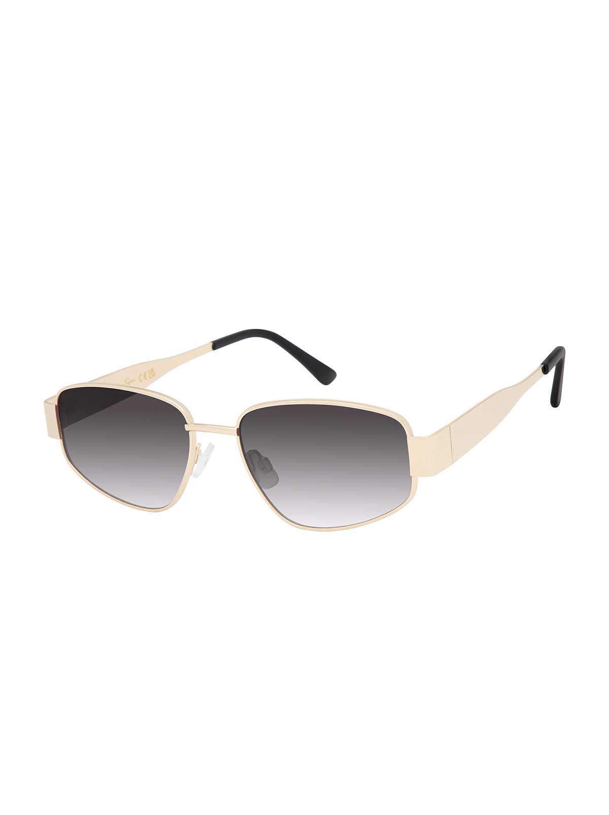 Jessica Simpson Polished Metal Oval Sunglasses in Gold Black