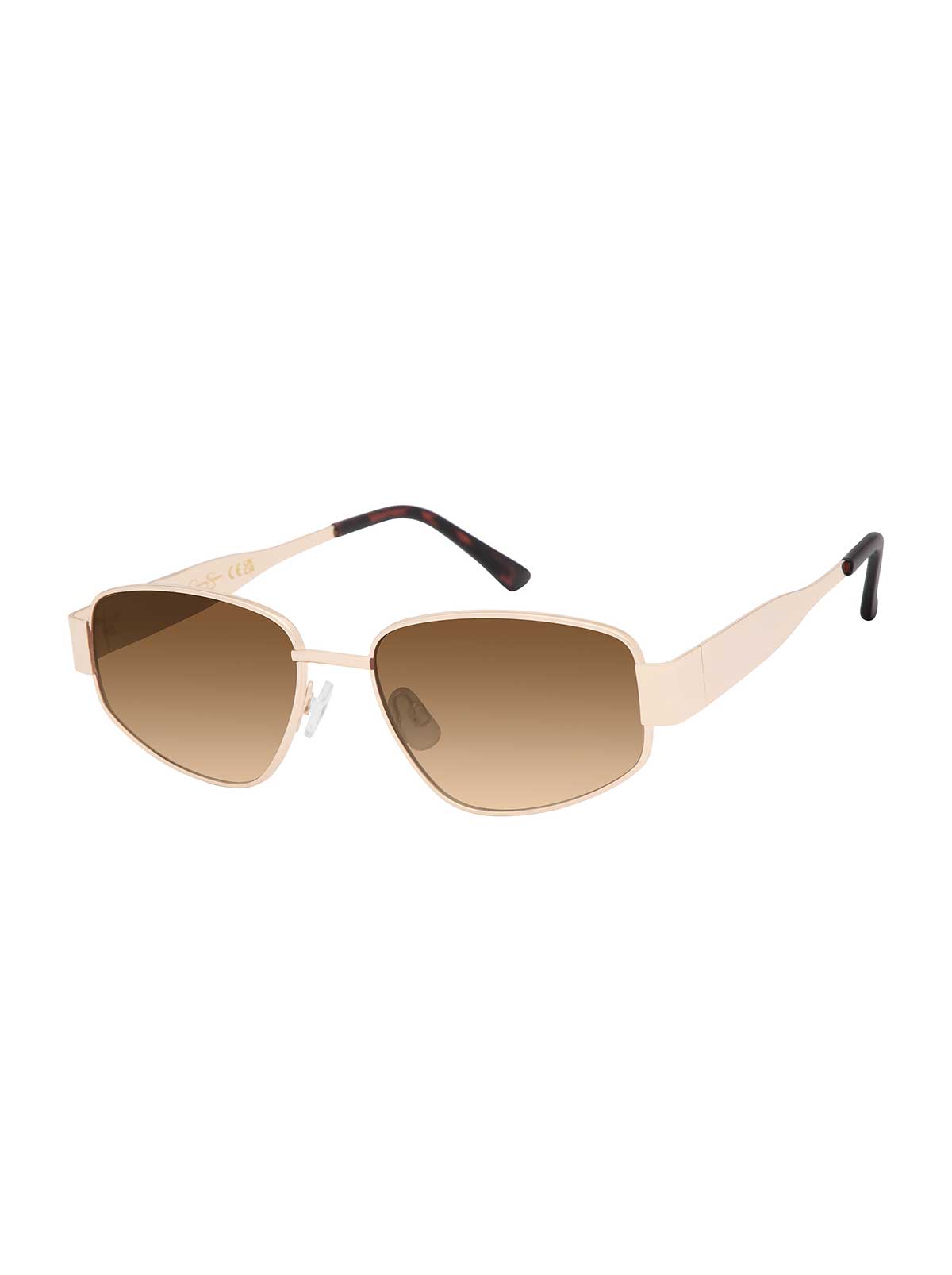 Jessica Simpson Polished Metal Oval Sunglasses in Gold Tortoise