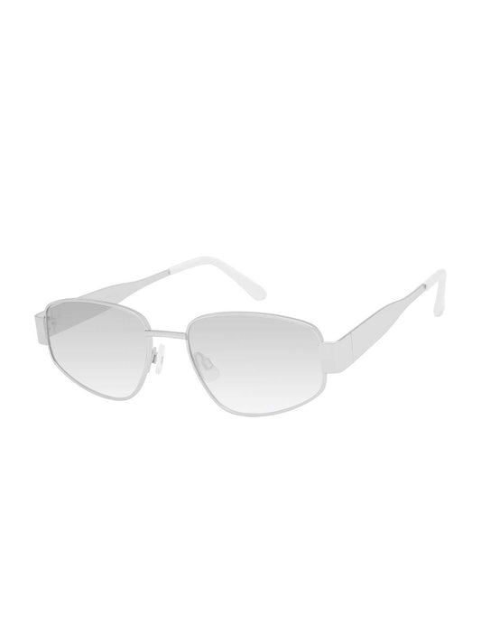 Jessica Simpson Polished Metal Oval Sunglasses in Silver White
