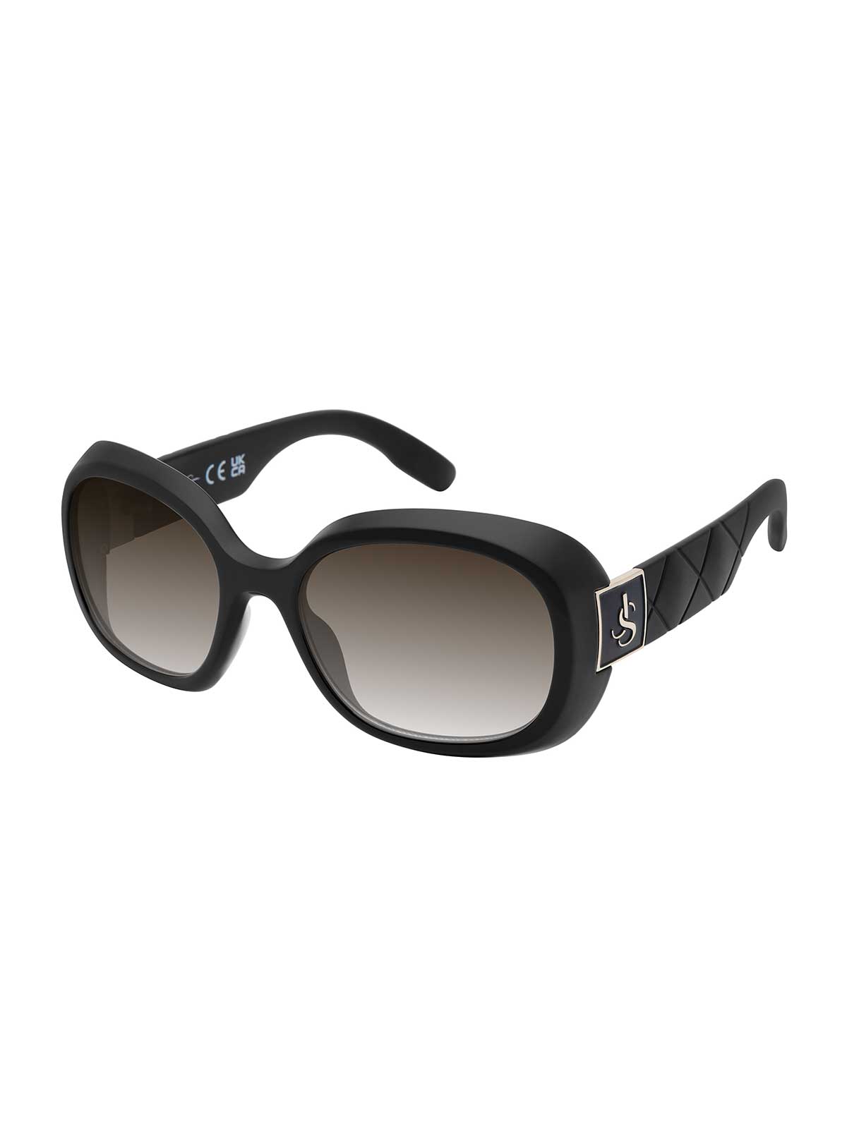 Jessica Simpson Quilted Temple Oval Sunglasses in Black